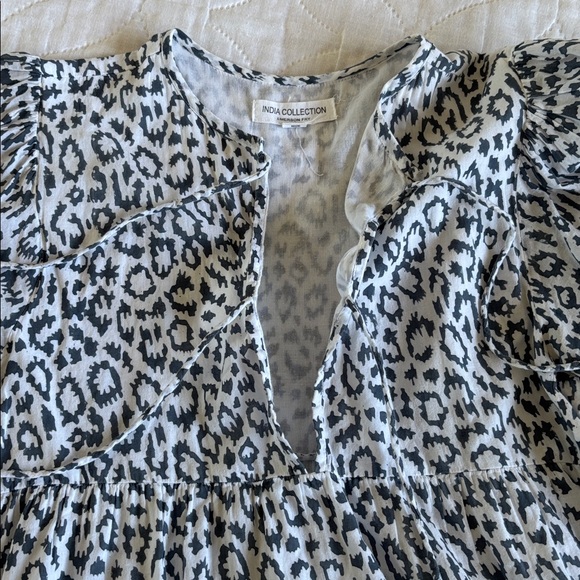EMERSON FRY India Collection ISLA Gray White Leopard Dress Casual Cotton M L - Picture 11 of 11